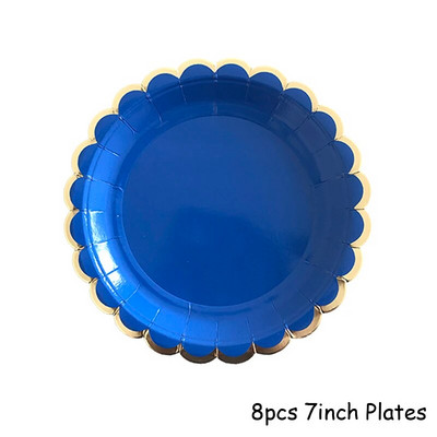 Μπλε σερβίτσιο μιας χρήσης Χάρτινα ψάθινα πιάτα για πάρτι παιδικό ντους προμήθειες γενεθλίων Μπομπονιέρες Μπλε πάρτι Καρναβάλι διακόσμηση γάμου