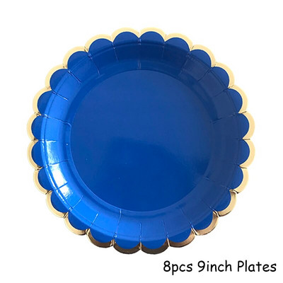 Μπλε σερβίτσιο μιας χρήσης Χάρτινα ψάθινα πιάτα για πάρτι παιδικό ντους προμήθειες γενεθλίων Μπομπονιέρες Μπλε πάρτι Καρναβάλι διακόσμηση γάμου