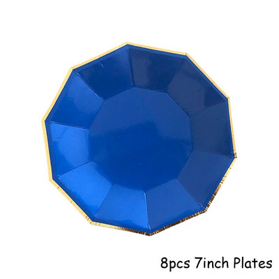 Μπλε σερβίτσιο μιας χρήσης Χάρτινα ψάθινα πιάτα για πάρτι παιδικό ντους προμήθειες γενεθλίων Μπομπονιέρες Μπλε πάρτι Καρναβάλι διακόσμηση γάμου