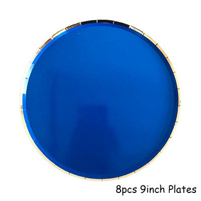 Μπλε σερβίτσιο μιας χρήσης Χάρτινα ψάθινα πιάτα για πάρτι παιδικό ντους προμήθειες γενεθλίων Μπομπονιέρες Μπλε πάρτι Καρναβάλι διακόσμηση γάμου