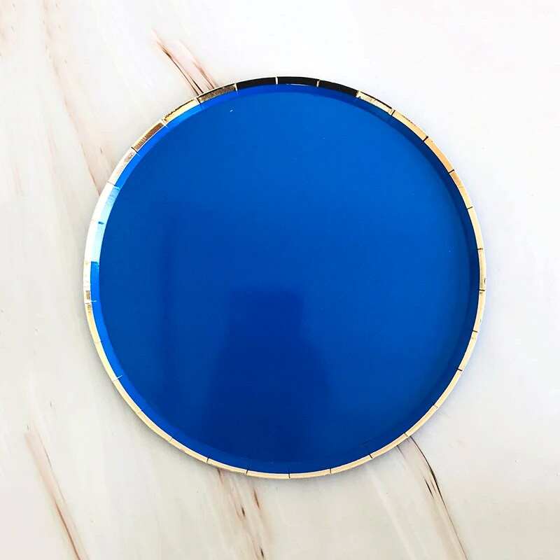 Μπλε σερβίτσιο μιας χρήσης Χάρτινα ψάθινα πιάτα για πάρτι παιδικό ντους προμήθειες γενεθλίων Μπομπονιέρες Μπλε πάρτι Καρναβάλι διακόσμηση γάμου