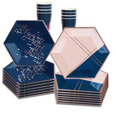 Επιτραπέζια σκεύη μιας χρήσης για 8 επισκέπτες Ναυτικό χαρτοπετσέτες Εξάγωνα πιάτα Κύπελλα για ενήλικες Χρόνια πολλά Διακόσμηση πάρτι για παιδιά αγόρια κορίτσια προμήθειες