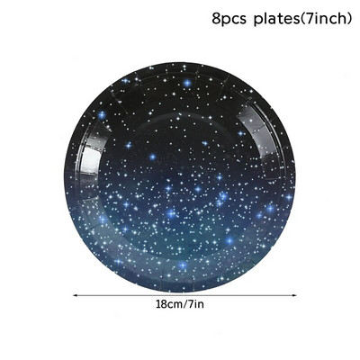 Σετ επιτραπέζια σκεύη μιας χρήσης με θέμα Starry Sky Διακόσμηση για πάρτι γενεθλίων Outer Space Star Plate Cup Τραπεζομάντιλο Βρεφικό ντους