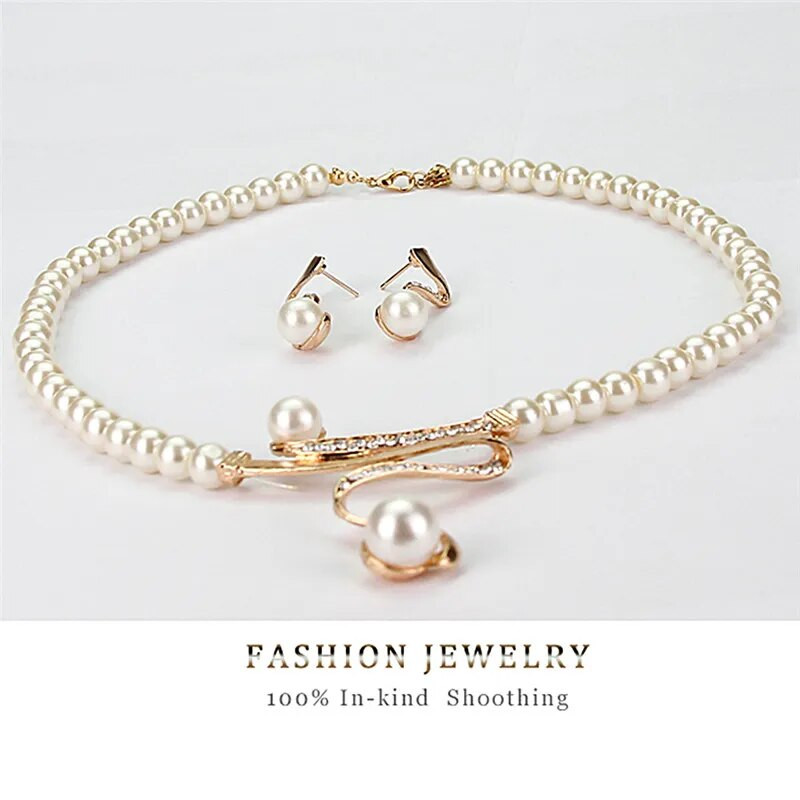 3 τμχ/σετ Γυναικείο Νυφικό Κομψό Γαμήλιο πάρτι Πέρλες Κολιέ Σκουλαρίκια με στρας Σετ κοσμήματα Νέα μόδα