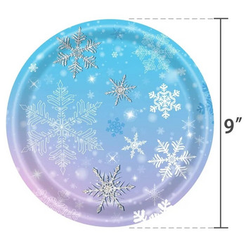 Gradient Blue Snowflake Party Theme Επιτραπέζια σκεύη Χειμερινά Χριστούγεννα Σετ τεσσάρων τεμαχίων από χαρτί Κύπελλο Χάρτινο πιάτο Χαρτοπετσέτα Μαχαίρι Κουτάλι