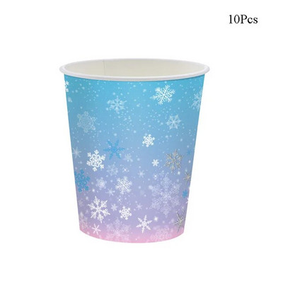 Gradient Blue Snowflake Party Theme Επιτραπέζια σκεύη Χειμερινά Χριστούγεννα Σετ τεσσάρων τεμαχίων από χαρτί Κύπελλο Χάρτινο πιάτο Χαρτοπετσέτα Μαχαίρι Κουτάλι