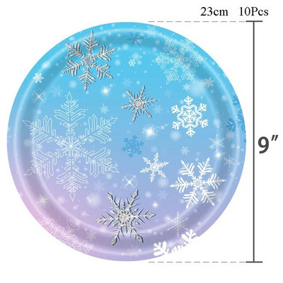 Gradient Blue Snowflake Party Theme Επιτραπέζια σκεύη Χειμερινά Χριστούγεννα Σετ τεσσάρων τεμαχίων από χαρτί Κύπελλο Χάρτινο πιάτο Χαρτοπετσέτα Μαχαίρι Κουτάλι