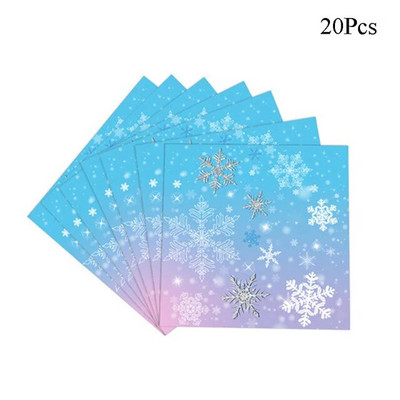 Gradient Blue Snowflake Party Theme Επιτραπέζια σκεύη Χειμερινά Χριστούγεννα Σετ τεσσάρων τεμαχίων από χαρτί Κύπελλο Χάρτινο πιάτο Χαρτοπετσέτα Μαχαίρι Κουτάλι