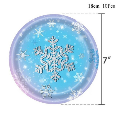 Gradient Blue Snowflake Party Theme Επιτραπέζια σκεύη Χειμερινά Χριστούγεννα Σετ τεσσάρων τεμαχίων από χαρτί Κύπελλο Χάρτινο πιάτο Χαρτοπετσέτα Μαχαίρι Κουτάλι