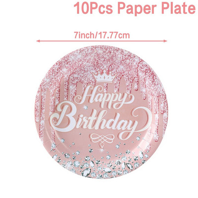 Birthday Rose Gold Επιτραπέζια μιας χρήσης Διακόσμηση για πάρτι γενεθλίων Παιδικό ντους μωρού 1ο κορίτσι Γενέθλια 30 40 50 Προμήθειες για πάρτι