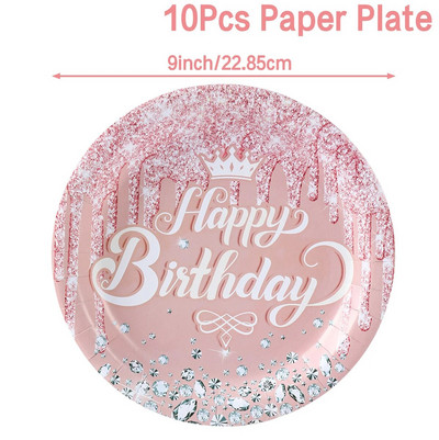 Birthday Rose Gold Επιτραπέζια μιας χρήσης Διακόσμηση για πάρτι γενεθλίων Παιδικό ντους μωρού 1ο κορίτσι Γενέθλια 30 40 50 Προμήθειες για πάρτι