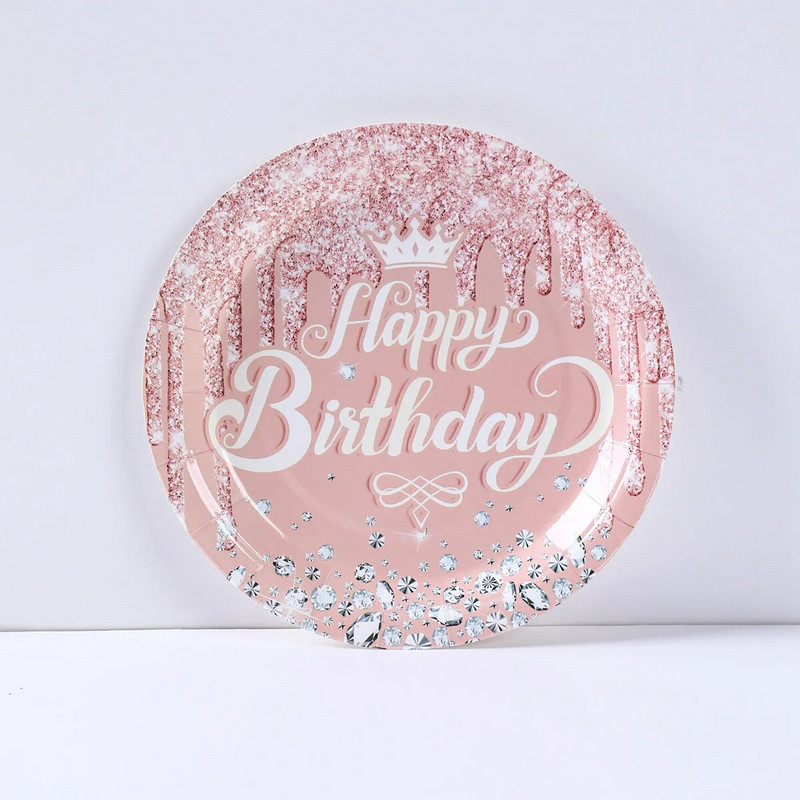 Birthday Rose Gold Επιτραπέζια μιας χρήσης Διακόσμηση για πάρτι γενεθλίων Παιδικό ντους μωρού 1ο κορίτσι Γενέθλια 30 40 50 Προμήθειες για πάρτι