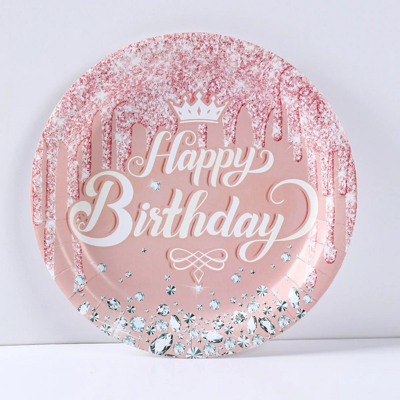 Birthday Rose Gold Επιτραπέζια μιας χρήσης Διακόσμηση για πάρτι γενεθλίων Παιδικό ντους μωρού 1ο κορίτσι Γενέθλια 30 40 50 Προμήθειες για πάρτι