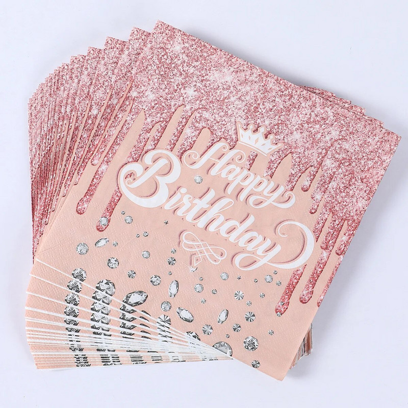 Birthday Rose Gold Επιτραπέζια μιας χρήσης Διακόσμηση για πάρτι γενεθλίων Παιδικό ντους μωρού 1ο κορίτσι Γενέθλια 30 40 50 Προμήθειες για πάρτι