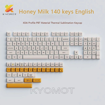 KYOMOT White Honey Milk 140 Key Caps Κορεατικά Ρωσικά PBT XDA Προφίλ Πλήκτρα για Cherry MX Switch IKBC Ducky Mechanical Keyboard