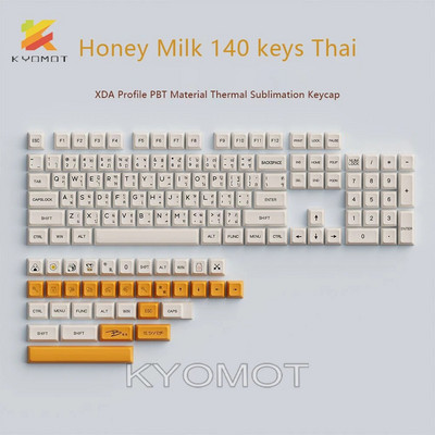 KYOMOT White Honey Milk 140 Key Caps Κορεατικά Ρωσικά PBT XDA Προφίλ Πλήκτρα για Cherry MX Switch IKBC Ducky Mechanical Keyboard