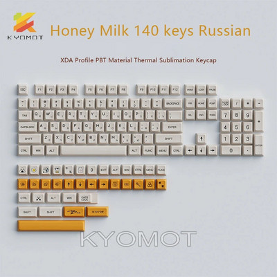 KYOMOT White Honey Milk 140 Key Caps Κορεατικά Ρωσικά PBT XDA Προφίλ Πλήκτρα για Cherry MX Switch IKBC Ducky Mechanical Keyboard
