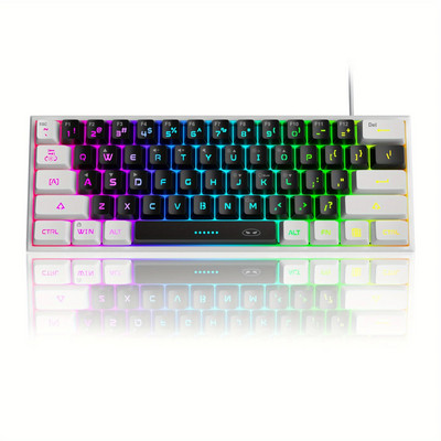 „MageGee TS91 Mini“ 60 % žaidimų / biuro klaviatūra, vandeniui atspari klaviatūros tipo laidinė RGB apšviesta kompaktiška kompiuterio klaviatūra, skirta „Windows“ / „Mac“ /