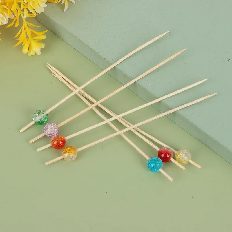 100 vnt bambuko rinkinys 12 cm švediško stalo pyragaičių vaisių šakutės vakarėliui desertinės salotos vaisių lazdelės kokteilių iešmas vestuvių dekoravimui