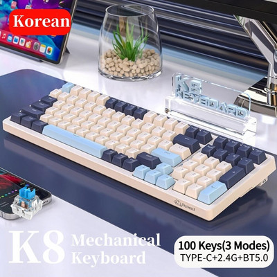 Korean K96 Mechanical Gaming Keyboard Ασύρματο ενσύρματο πληκτρολόγιο Συμβατό με Bluetooth Πληκτρολόγιο παίκτη 100 πλήκτρων K6 Personalized Keycap