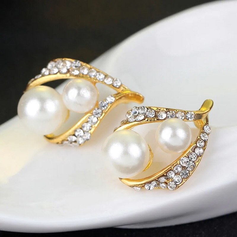 New Fashion Pearl Temperament Water Drop Zircon Ring κολιέ Σετ καρφιά αυτιών Αξεσουάρ Προσωπικότητα Κομψό σετ κοσμημάτων