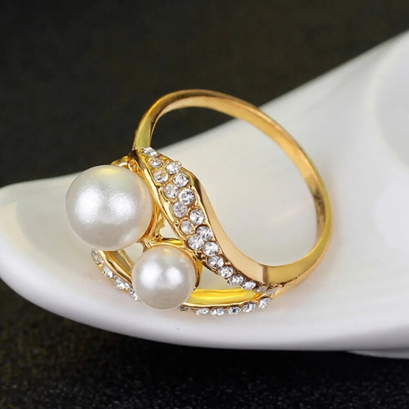 New Fashion Pearl Temperament Water Drop Zircon Ring κολιέ Σετ καρφιά αυτιών Αξεσουάρ Προσωπικότητα Κομψό σετ κοσμημάτων