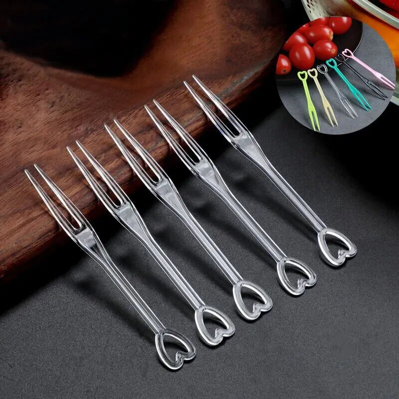 (100τμχ) Διαφανής Ανεξάρτητη Συσκευασία Μίας Χρήσης για Οικιακά Πλαστικά Σουβλάκια Φρούτων με Μικρά Πιρούνια