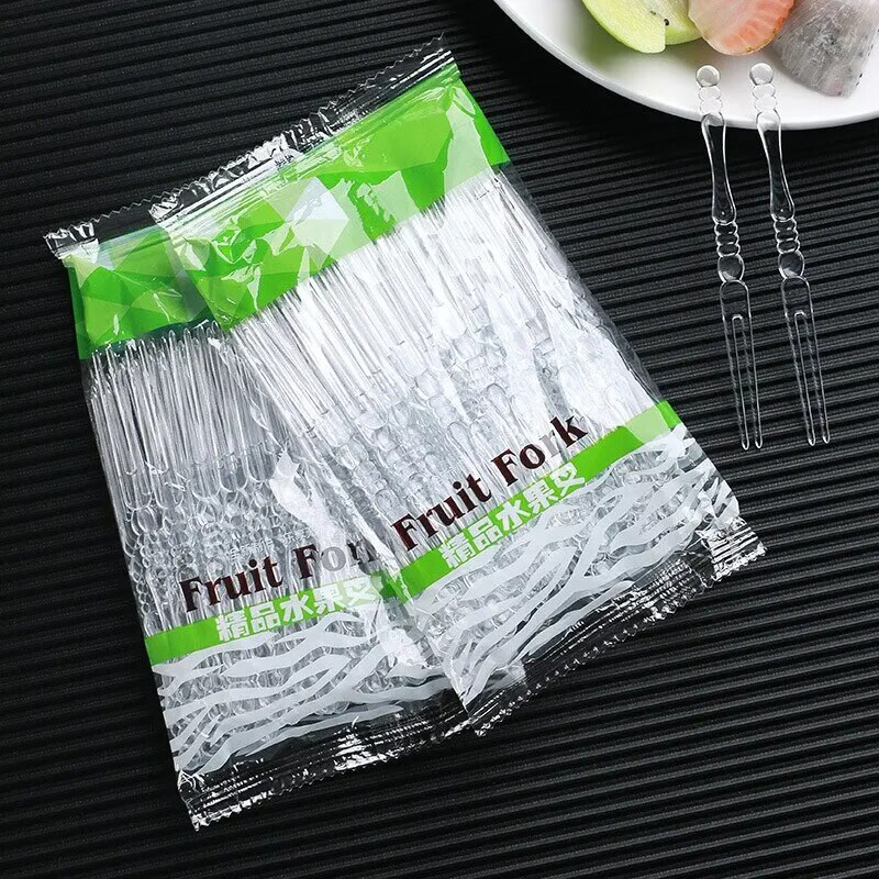 (100τμχ) Διαφανής Ανεξάρτητη Συσκευασία Μίας Χρήσης για Οικιακά Πλαστικά Σουβλάκια Φρούτων με Μικρά Πιρούνια