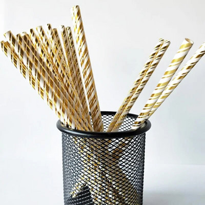 25 τμχ/παρτίδα Γυαλιστερά μωβ χάρτινα καλαμάκια μεταλλικά χρυσά Καλαμάκια πόσης μιας χρήσης Chevron για παιδιά Γενέθλια Διακόσμηση γάμου DIY