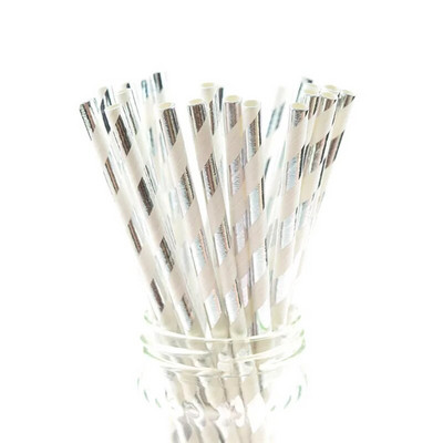 25 τμχ/παρτίδα Γυαλιστερά μωβ χάρτινα καλαμάκια μεταλλικά χρυσά Καλαμάκια πόσης μιας χρήσης Chevron για παιδιά Γενέθλια Διακόσμηση γάμου DIY