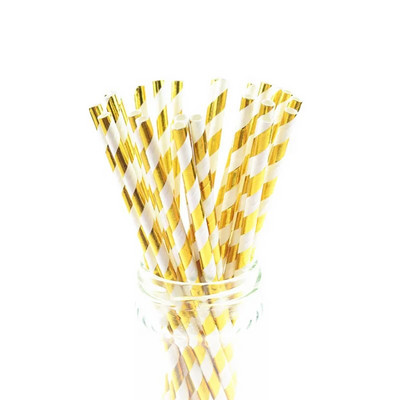 25 τμχ/παρτίδα Γυαλιστερά μωβ χάρτινα καλαμάκια μεταλλικά χρυσά Καλαμάκια πόσης μιας χρήσης Chevron για παιδιά Γενέθλια Διακόσμηση γάμου DIY