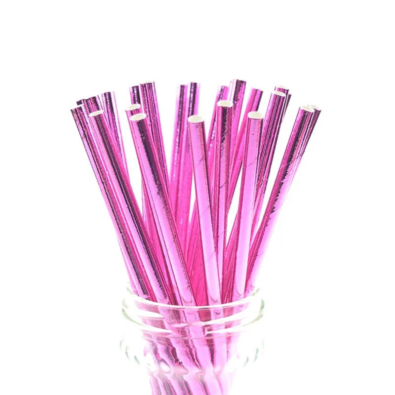 25 τμχ/παρτίδα Γυαλιστερά μωβ χάρτινα καλαμάκια μεταλλικά χρυσά Καλαμάκια πόσης μιας χρήσης Chevron για παιδιά Γενέθλια Διακόσμηση γάμου DIY