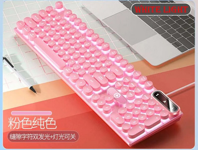 K500 Pink Keyboard Mixed Color White Pink Keycaps 104 Keys Ενσύρματο πληκτρολόγιο παιχνιδιού για φορητό υπολογιστή