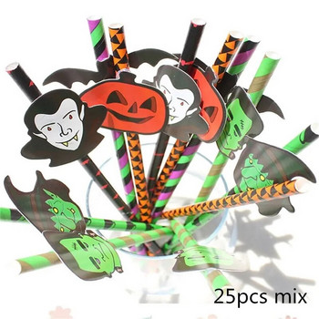 25 τμχ Καλαμάκια αποκριάτικων πάρτι μιας χρήσης Νυχτερίδα Skull Drinking Straws Holiday Bar Home Party Party Halloween Decoration