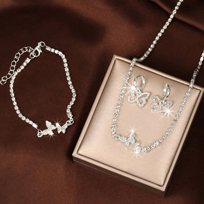 Μοντέρνα και μοντέρνα σκουλαρίκια Κολιέ Βραχιόλια Κρεμαστό κόσμημα πεταλούδα Σετ κοσμήματα Γυναικεία δώρα γάμου Αξεσουάρ μόδας