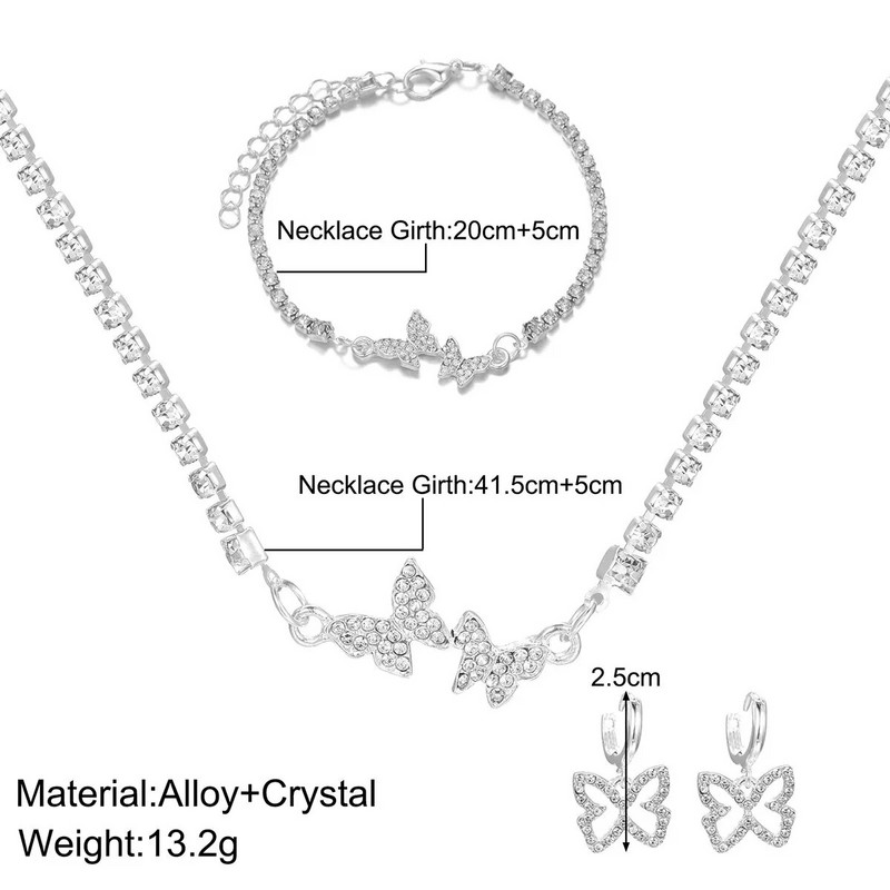 Μοντέρνα και μοντέρνα σκουλαρίκια Κολιέ Βραχιόλια Κρεμαστό κόσμημα πεταλούδα Σετ κοσμήματα Γυναικεία δώρα γάμου Αξεσουάρ μόδας