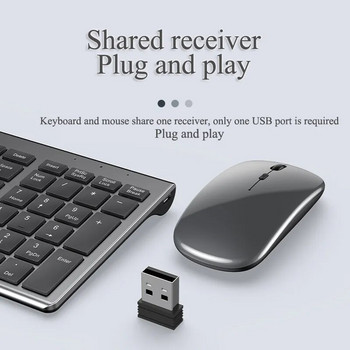 Безжична Bluetooth клавиатура с три режима безшумна пълноразмерна клавиатура и мишка комбиниран комплект за преносим компютър лаптоп настолен компютър таблет
