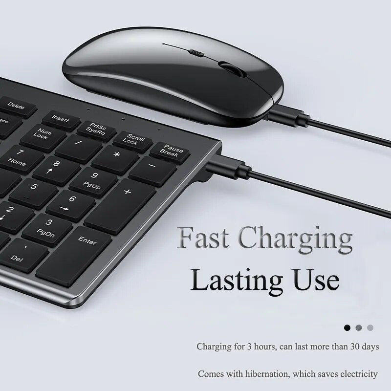 Ασύρματο πληκτρολόγιο Bluetooth Τριών λειτουργιών Αθόρυβο σετ σύνθετου πληκτρολογίου και ποντικιού πλήρους μεγέθους για φορητό υπολογιστή επιτραπέζιου υπολογιστή tablet