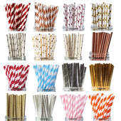 25 τμχ έγχρωμα χάρτινα καλαμάκια πάρτι προμήθεια πολύχρωμο ανάμεικτο χαρτί καλαμάκι Παιδικό πάρτι γενεθλίων Διακοσμήσεις γάμου Χαρτί καλαμάκια πόσιμου