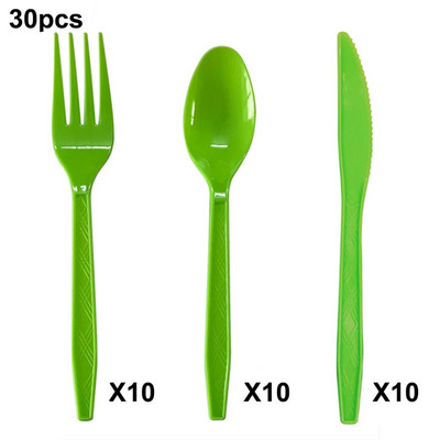 30 τμχ/Σετ Πλαστικά μαχαιροπίρουνα κουτάλια πιρούνια μαχαίρι μαχαιροπήρουνα Επαναχρησιμοποιήσιμα πλαστικά επιτραπέζια σκεύη Μαύρο Λευκό Κόκκινο Μωβ Κίτρινο Χρυσό Ροζ Πράσινο