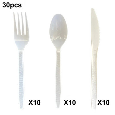 30 τμχ/Σετ Πλαστικά μαχαιροπίρουνα κουτάλια πιρούνια μαχαίρι μαχαιροπήρουνα Επαναχρησιμοποιήσιμα πλαστικά επιτραπέζια σκεύη Μαύρο Λευκό Κόκκινο Μωβ Κίτρινο Χρυσό Ροζ Πράσινο