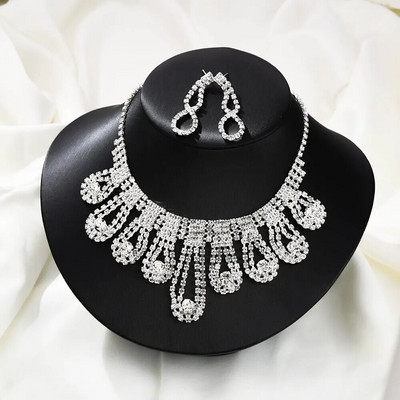 Σετ Σκουλαρίκια με κολιέ πολυτελείας Πράσινο κρύσταλλο Γυναικείο Γάμος Αξεσουάρ κοσμημάτων νύφης