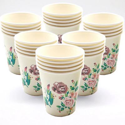 10 buc/pachet Cești de hârtie trandafir 9 oz Cești de cafea de unică folosință pentru femei, fete, decorațiuni pentru petreceri de ceai, pentru baby shower, consumabile pentru nuntă