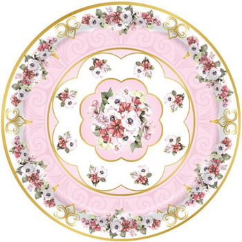 8 Guests Επιτραπέζια σερβίτσια μιας χρήσης Ροζ Λουλούδια Πιάτα Φλιτζάνια Πανό Χαρτοπετσέτες Κορίτσια Χρόνια Πολλά Διακοσμητικά για πάρτι για μωρά