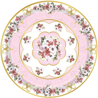 8 Guests Επιτραπέζια σερβίτσια μιας χρήσης Ροζ Λουλούδια Πιάτα Φλιτζάνια Πανό Χαρτοπετσέτες Κορίτσια Χρόνια Πολλά Διακοσμητικά για πάρτι για μωρά