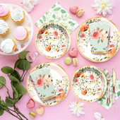 1σετ Επιτραπέζια σκεύη μιας χρήσης Επίπεδα χάρτινα ποτήρια λουλουδιών για πάρτι τσαγιού Διακοσμήσεις γάμου γενεθλίων για νυφικό