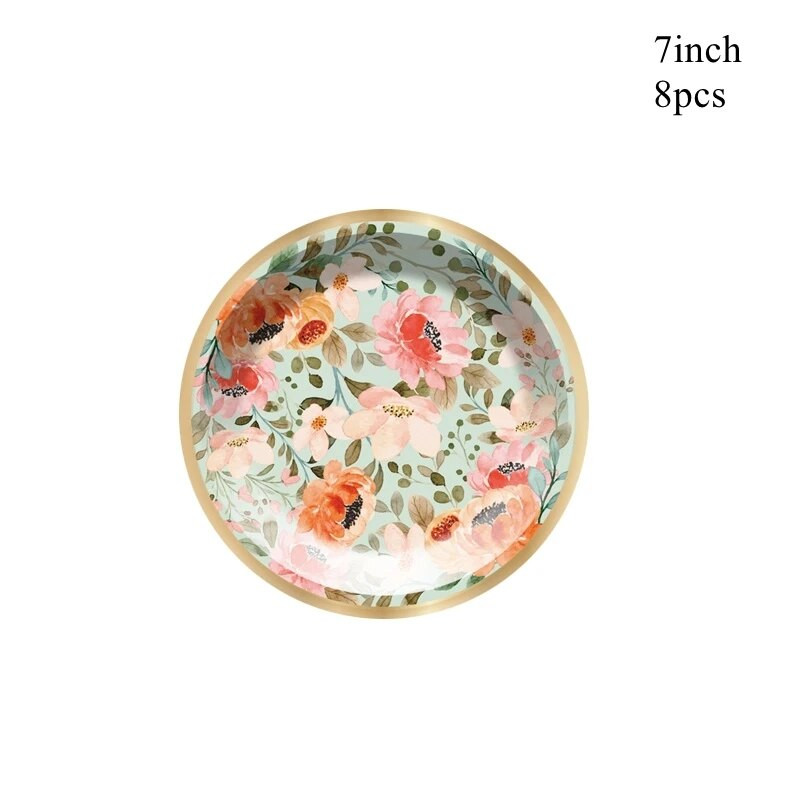 1σετ Επιτραπέζια σκεύη μιας χρήσης Επίπεδα χάρτινα ποτήρια λουλουδιών για πάρτι τσαγιού Διακοσμήσεις γάμου γενεθλίων για νυφικό