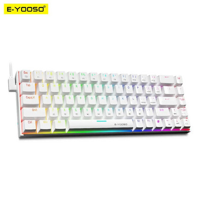 E-YOOSO Z686 RGB USB 60% Mini vékony, mechanikus játékra szánt, vezetékes billentyűzet, piros kapcsoló 68 gombos orosz brazil portugál számításhoz