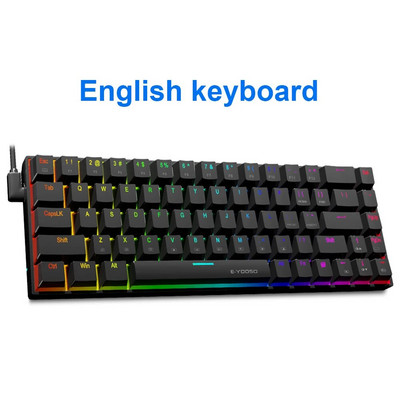 E-YOOSO Z686 RGB USB 60% Μίνι λεπτό μηχανικό gaming Ενσύρματο πληκτρολόγιο Κόκκινο διακόπτη 68 πλήκτρων Ρωσικά πορτογαλικά βραζιλιάνικα για υπολογιστές