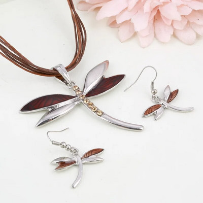 Bohemian Σετ κοσμημάτων από σμάλτο για γυναίκες Επιχρυσωμένο γεωμετρικό μεγάλο πετράδι μενταγιόν κολιέ και σκουλαρίκια Σετ ολόκληρο σετ κοσμημάτων